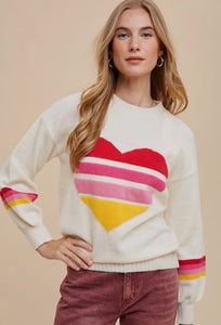 Colorblock Heart Sweater