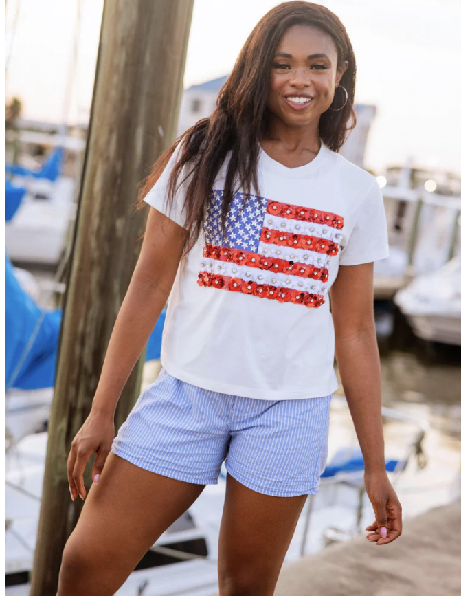 Floral American Flag Tee