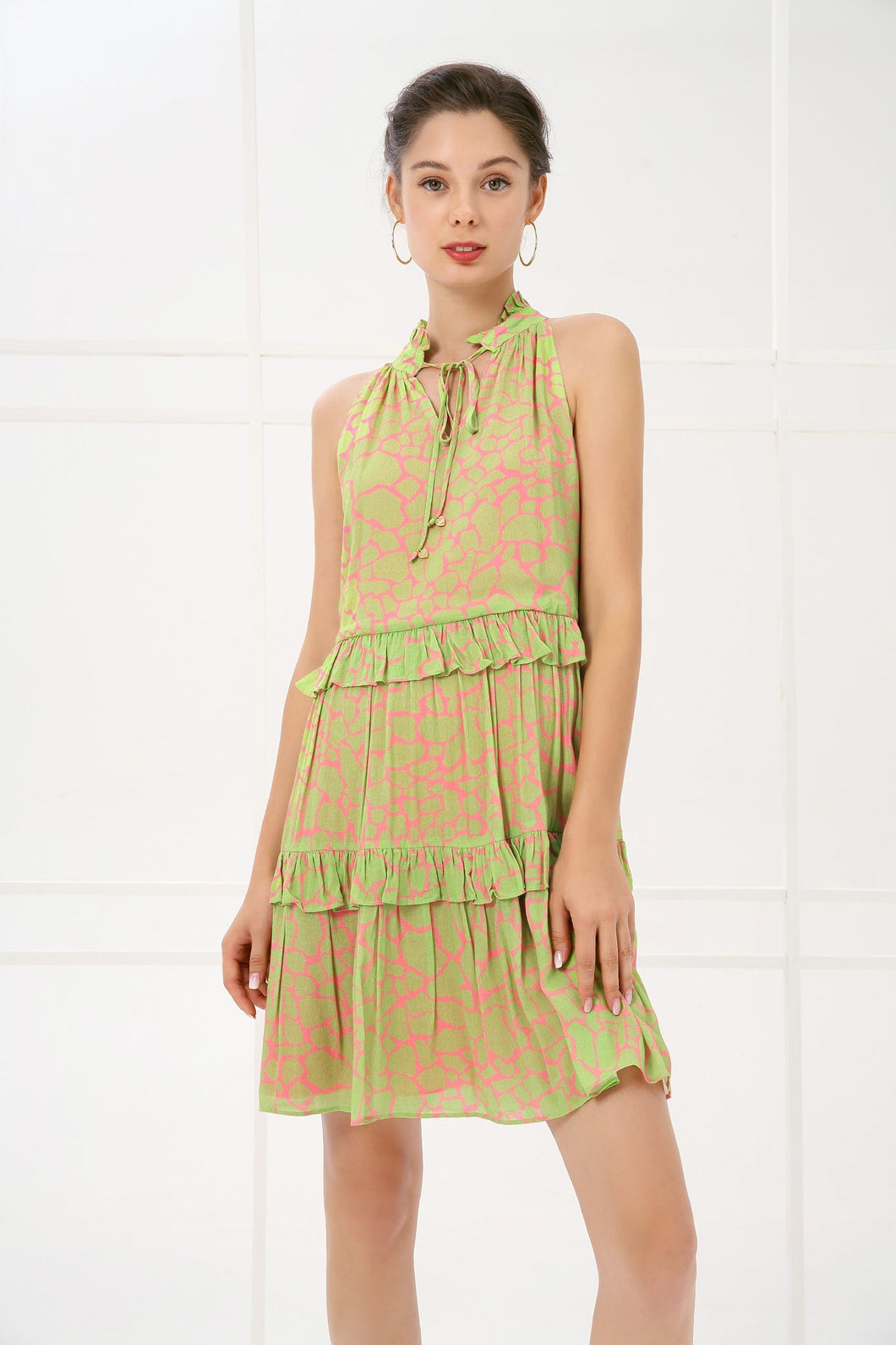 Claudia Dress - Green Patches