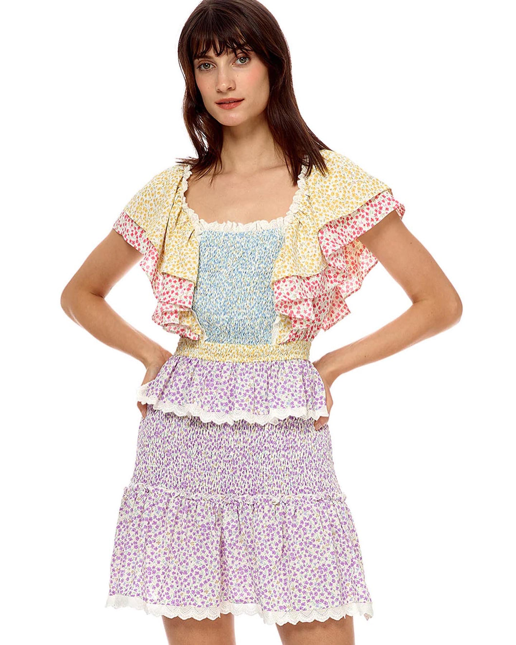 Lavender Smocked Mini Skirt