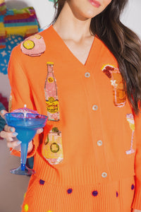 Neon Orange Tequila Drink Cardigan